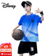 迪士尼（Disney）儿童男童短袖篮球服套装2025新款夏装运动球衣大童男孩速干训练服 蓝色 9905 130