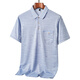 SEPTWOLVES [Father's Day Gift] New Summer Middle-aged Men's Lapel Short Sleeve T-shirt Thin Silk Men's T-shirt Loose 40 9855_Blue M 48_165_