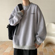 Style Yuge trendy brand hoodless round neck sweatshirt boys' bottoming shirt autumn and winter thickened velvet warm long-sleeved T-shirt with men's top dark gray (regular style) XL recommendation (125-145Jin Jin equals 0.5 kg)