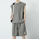 Brangdy2025 new summer boy casual sports suit trendy versatile handsome young man handsome set 5155 black L