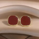 Ruihongxiang 999 sterling silver earrings, red square earrings, female ancora red earrings, light luxury, high-end, temperament, autumn and winter earrings, 999 sterling silver earrings - a pair of red square earrings.