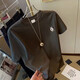 Chapitre cool (Kuzhang) T-shirt de coton pur de conception pour femmes avec grande taille Hong Kong saveur chic rétro à manches courtes à manches courtes à la mode d'été réduisant le top 3883 * Cali couleur Cali 32 m