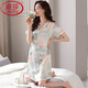 Langsha Light Luxury High-End Nightgown for Women Summer NUEVO Seda de Hielo Femenino Vestido corto de manga corta Pajama de mujeres de verano de verano 9928 M