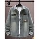 
Playboy (PLAYBOY) denim jacket spring and autumn new style junior high school boy teenagers men's handsome college jacket shirt top 9207 black (hat removable) M (90-105Jin [Jin equals about 0.5 kg])