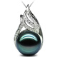 DL 1998 Fat Donglai same style Tahitian pearl pendant single short clavicle chain 925 silver round black mother-of-pearl necklace 12mm-13mm