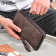 Jinlilai clutch bag men 2025 new genuine leather long men's wallet multi-function large capacity retro cowhide cowhide wallet men [Coffee color] [18 card slots]