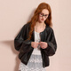 
Three Color 2025 Autumn New PU Imitation Leather Jacket Retro Leather Jacket Round Neck Loose Cardigan Simple M Classic Black M 160/84A