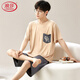 
LangSha Modal pajamas men's summer short-sleeved trousers thin cotton silk home clothes men's summer plus large size ice silk suit 6624 XL