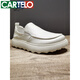 Cartelo Herren lässige Lederschuhe weiche Kuhläden-Männerschuhe 2025 Neuer Herbst Atmungsfreie Loafer Dick-Soled-Schuhe Herren weiß 9898 Standard Lederschuhe Größe 38
