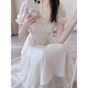 Yunju dress for women in summer 2025 new light luxury high-end white long skirt French beach skirt pure desire off-white bead fairy dress S recommended 80-95 Jin [Jin equals 0.5 kg]