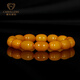Jiale old beeswax bracelet for men and women, chicken oil yellow amber barrel bead bracelet, Baltic sea beeswax accessories, genuine gift for girlfriend, about 12.9-13.9g, 14 pieces