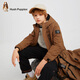 Hush Puppies children's clothing boys' three-proof plus velvet windbreaker autumn and winter children's warm outdoor thick coat mocha brown 160