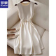 Romon französisches Temperament High-End White ärmellose Kleid, Sommer einfache, großzügige, anständige, hochwertige und exquisite formale Anlässe J2112-weißes Kleid M empfohlen 80-95jin [Jin ist 0,5 kg]