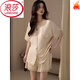 浪莎（LangSha）带胸垫睡衣女夏季甜美性感蕾丝开衫夏天莫代尔短袖家居服两件套薄 3527浅黄 带.胸垫 L (100-120斤) 亲肤有弹力
