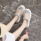 Frauenschuhe 2025 Sommer neu atmungsaktive und leichte Mary Jane Klettverschluss mit einem Fuß dicker Sohle Anti-Slip Slow Stiefmutterschuhe YGNX-677 Orange 35