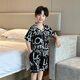 G.DUCKKIDS童装男童睡衣夏季新款冰丝短袖儿童家居服套装中大童男孩空调服 1355冰丝黑色 160 (建议身高150cm 13-14岁)cm