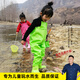 YogelTackle children's play watersuit one-piece waders kindergarten fishing and sea waterproof clothing beach equipment children's fluorescent green overalls Mom's choice Jiji speed delivery 24 _25_ (shoe length 16.5)