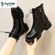 Holzspecker Martin-Stiefel für Frauen in Britisch-Stil Britisch-Stiefel mit schwarzen Dickdickern für Frauen 2025 Neue süße und coole Frühlings- und Sommer-Single-Stiefel für Frauen schwarz [hochwertige verbesserte Version] 40
