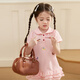 LUSON Little O Bao Children's Clothing Baby Embroidered Polo Dress Women's 2025 Summer New Girls' Fashionable Skirt Set