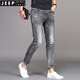 JEEP SPIRIT Summer Cropped Jeans Men's Slim Feet 2025 New Smoke Gray Casual Stretch Men's Pants Thin 1049 Cropped Pants Gray Thin 28 2 feet 195-110Jin [Jin equals 0.5 kg]