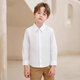 Children's shirt short-sleeved boys and girls white shirt thin solid color medium and large children's performance school uniform long-sleeved children's shirt white 140