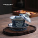 NEOEO Neer Blue and White Three Talents Covered Bowl Chinese style hoverable cover bowl for personal use as a gift Chinese style tea bowl Neil Tea Set NEOEO Neil Meditation Three Talents Covered Bowl N1188