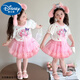 Disney Baby Kinderanzug kleines Mädchen Sommer Melodie Kurzärärmelte Tutu-Rock Mode 2025 Neuer Prinzessinrock Zweiköpfige Pink-Zweiteil-Set [kurzärmelig + Rock] ohne Tasche 140 Empfohlen 130-140 cm 5-6 Jahre alt