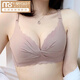 莫代尔舒适聚拢内衣女无钢圈收副乳上托调整型防下垂少女无痕文胸套装 砖红 70A 32A