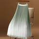High-end style gradient color skirt mesh pleated skirt for women in summer new high-waist mid-length large long skirt 1365 gradient mesh [Matcha green] Single skirt M Recommended [100-115Jin [Jin equals 0.5 kg]]