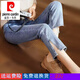 Pierre Cardin Jeans para mujeres en primavera y verano 2023 Alta cintura elástica suelta holgazan de nueve pantalones de cigarrillo de nueve puntos 826 Azules elásticos de 9 puntos M [96-108Jin [Jin equivale a 0.5 kg]]