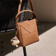 ANYSMIC luxury high-end brand bag women's bag spring and summer bucket bag crossbody bag genuine leather birthday gift for girlfriend Cocoa brown length 18CM*thickness 9CM*high 20.5CM