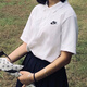 耐克（NIKE）POLO衫女短袖夏季翻领T恤宽松五分袖纯棉透气运动装 粉色FN3895-675 宽松纯棉 S 100-120斤(建议买小一码)