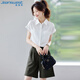 
JEANSWEST shirt for women 2025 summer short-sleeved casual temperament fashionable versatile fashion top for women rose pink M
