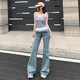 Light Color American Low Wisting Micro-Flare Jeans para mujeres en primavera y verano 2025 Nuevos pantalones de herradura sueltos y largos Pantalones azules Size S Tamaño de 89-98 Jin [Jin equivale a 0.5 kg]