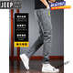JEEP SPIRIT春秋款破洞牛仔裤男士2025年新款修身小脚裤秋季休闲长裤子夏季薄 6636灰色+1919灰色 27