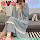 Yalu Breast Pad Nightgown For Women Pure Cotton Manches longues mignons Style de style princesse Internet Célébrité de grande taille Pyjamas lâche 2025 Nouveau printemps et automne CK-16853 XL [PALLESS PAD]
