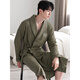 Fengxi Waffle Bathroom Men's Spring and Autumn Pure Cotton Medium-length Men's Nightgown 2025 New Water-absorbing Integrated Yukata LJ16822 M Size [Weight 100-120Jin [Jin equals 0.5 kg]]