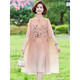 Yu Sen Yi Fat Mom Robe d'été plus graisse plus grande taille Cheongsam Summer d'âge moyen et de tempérament âgé jupe en mousseline 6629 poudre de lotus rose 3xl recommandé 125140jin [Jin est égal à 0,5 kg]