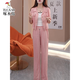 Woodpecker Korean casual suit for women's summer new slimming sun protection jacket wide-leg trousers pink [two-piece set] S [recommended 80-100Jin [Jin equals 0.5 kg]]