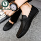 Woodpecker 2025 Herbst neue Laibers Herren lässige Lederschuhe Ein-Fuß Lazy Shoes Society Junger Mann Bohnen Doodle Schuhe Herrenschuhe D826 Black 39