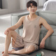 雅鹿莫代尔睡衣男2025年新款夏季无袖背心短裤大码加肥加大凉感家居服 MD1047灰兰 L 170：建议体重125-145斤赠运费