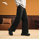 ANTA Trendy American Woven Casual Pants Men's 2025 New Loose Straight Pants Wide Leg Workwear Sports Pants Basic Black-4 L (Male 175)