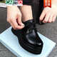 CARTELO brand shoes thick-soled small leather shoes for women 2025 spring and autumn new arrival platform wedge single shoes fashionable mother women's high heels black 38