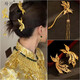 Lingchuan bridal headdress, ancient style golden phoenix hairpin hairpin, new Chinese style national style high-end golden phoenix hairpin hairpin set, tassel hairpin + phoenix hairpin pair