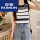 Romon Light Luxury Women's Striped Knitted Sling Vest for Women Outdoor 2025 Summer New Base-Inner Sleeveless Top Trendy Black All Size