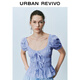 UR2025 summer new women's contrasting color checked multi-lace puff sleeve shirt shirt UYU250067