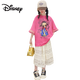 Disney (Disney) Girls Summer Suit Set 2025 New Fashionable Children's Summer Sleeveless Vest Girl Polka Dot Wide Leg Pants Two-piece Set 6627 Apricot Top + Skirt 120 cm
