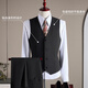 ROMON suit + vest + trousers suit suit men's professional formal wedding dress wool jacket black XL
