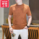 
PLAYYOUNG International Brand Men's Knitted Ice-Heat Short-Sleeved T-Shirt Men's New Light Luxury Ice Silk Fashion Half-Sleeve T-Shirt Casual 9902 Green M [90-115Jin[Jin equals 0.5 kg]]