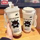 Thermos Creative Geng GUI Thermos Cup große Kapazität Strohwasserbecher Tragbares Doppelkaffeetasse Neue Modell Hochvorbereitete für Männer und Frauen BXAB13796 Ghost Blue + mit Lanyard Ceramic Innenboden